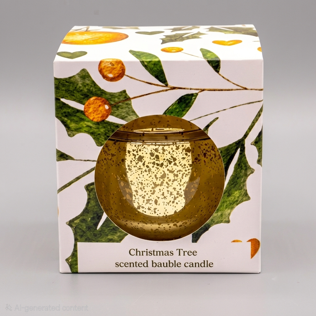 Gold Christmas Tree Candle in Mercury Glass Bauble 200g