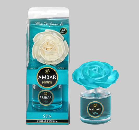 Ambar Deluxe Flower Reed Diffuser – Spa Scent Luxury Home Fragrance – Long Lasting Air Freshener UK