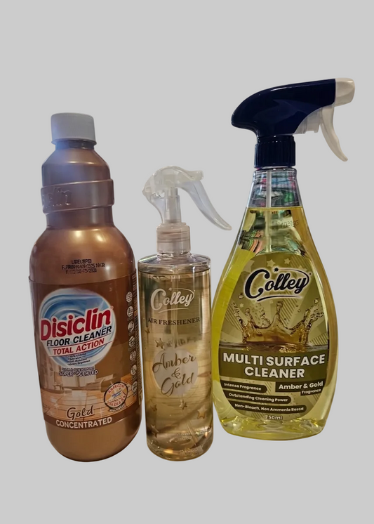Gold Cleaning Bundle | Luxury Ambar & Gold Home Fragrance Set