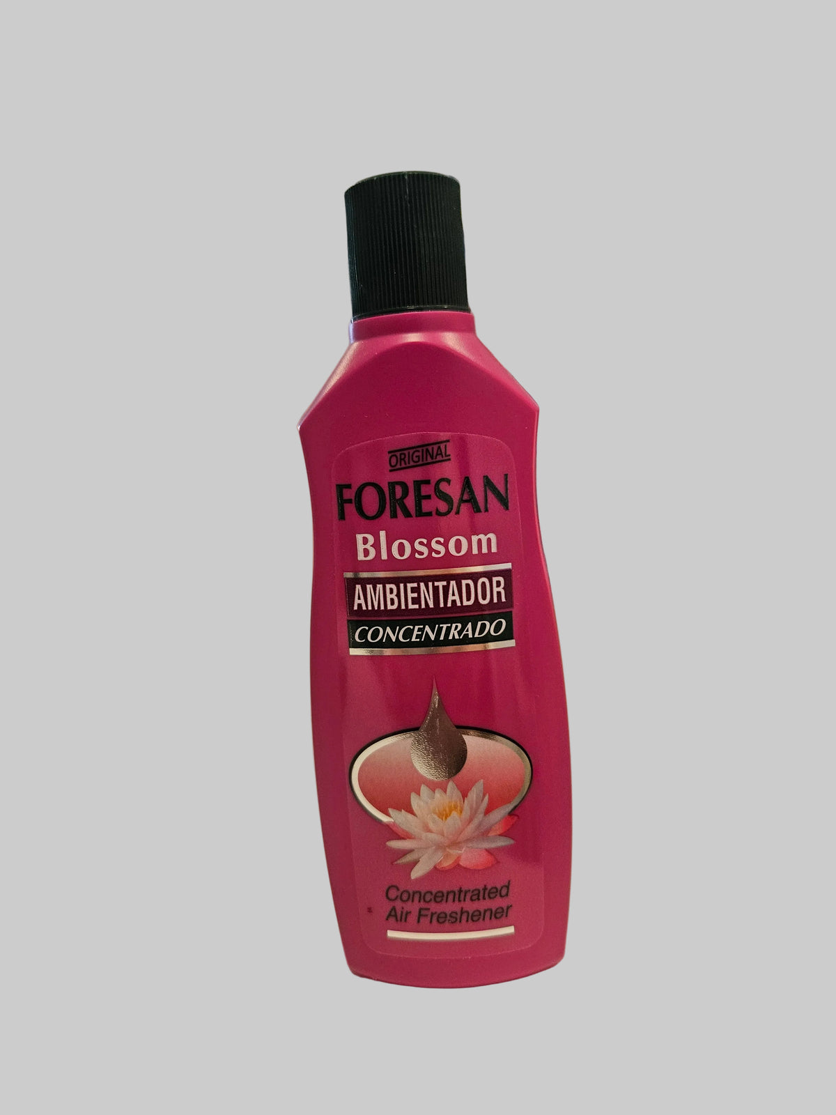A bottle of Foresan Blossom Concentrated Air Freshener .