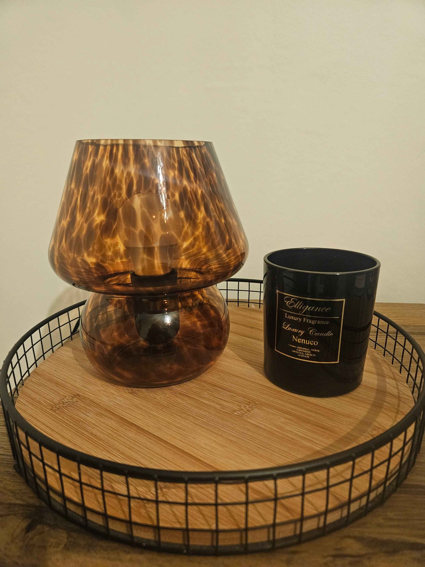 Mushroom-shaped table lamp.