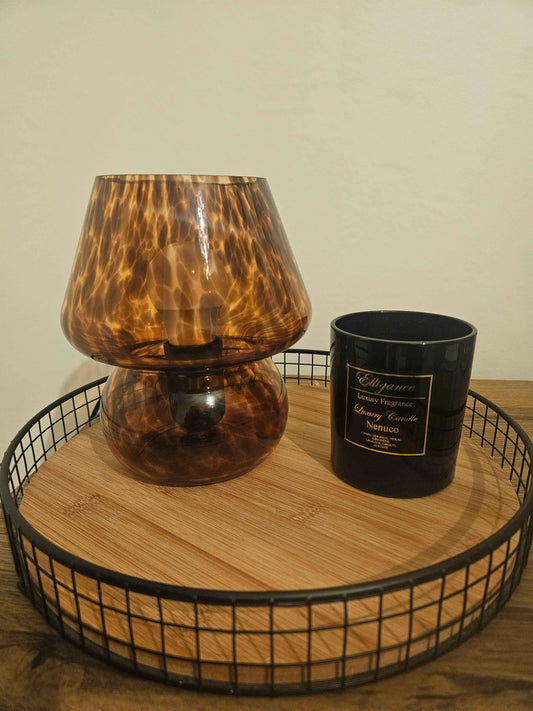 Mushroom-shaped table lamp.