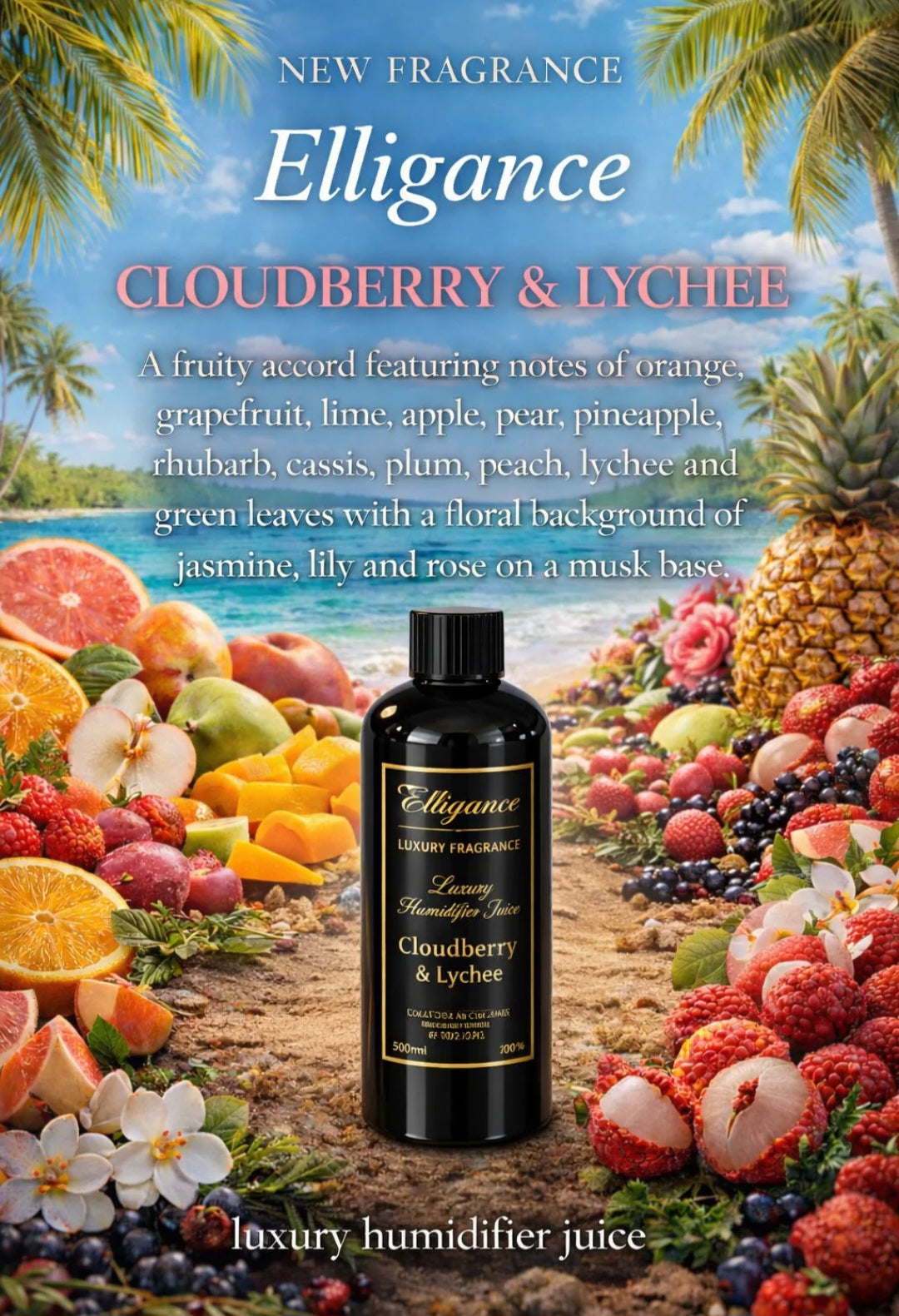 Elligance Summer Humidifier Juice Collection – Tropical Home Fragrance – Spanish Scented Humidifier Liquid UK