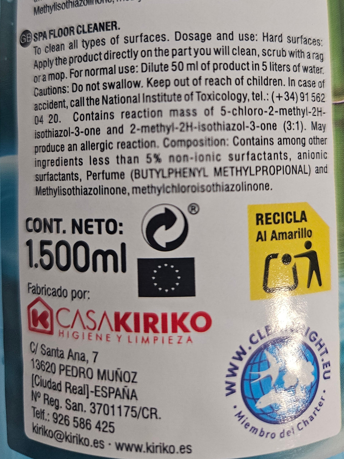 Kiriko spa floor cleaner usage instructions.