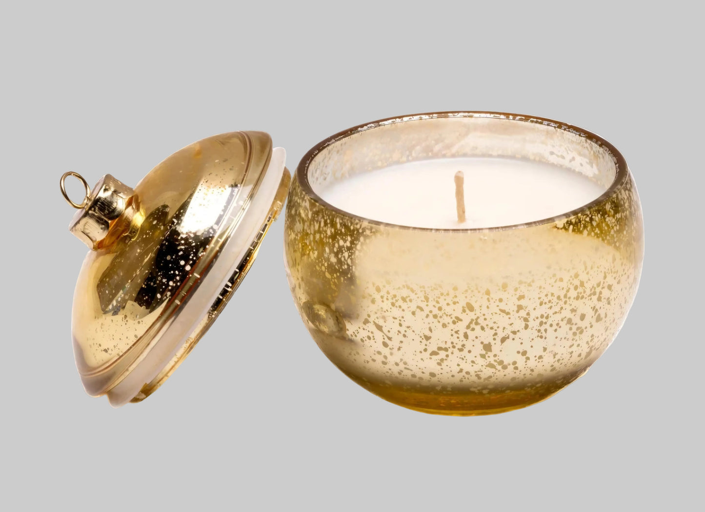 Gold Christmas Tree Candle in Mercury Glass Bauble 200g